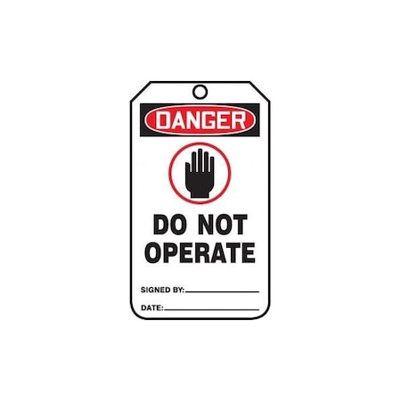 Accuform Safety Tags, DANGER DO NOT OPERATE, 5.75in x 3.25in, RP-Plastic, 5PK MDT001PTM